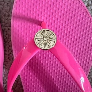 Lily Pulitzer Pink Flip Flops with Gold Accent